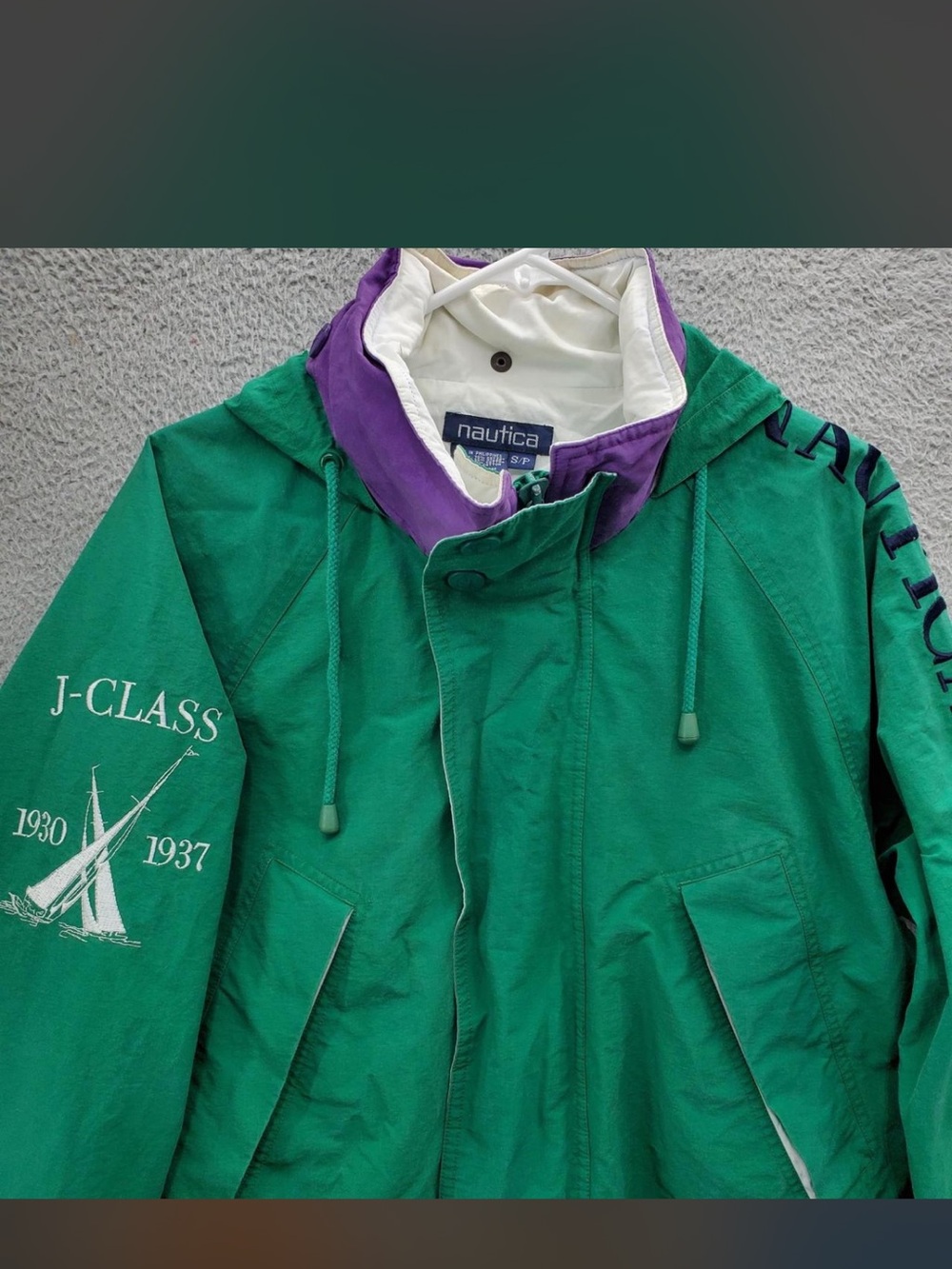 Vintage Nautica Challenge Jacket J-Class Green Sailing Windbreaker 90s - Picture 3 of 7